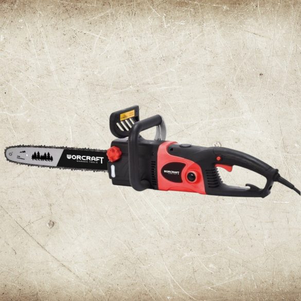Elektromos láncfűrész, Worcraft WCE-2816, piros/fekete, 2400 W, vezetősín: 40 cm, 230 V, 14 m/s láncsebesség, 110 ml olajtartály