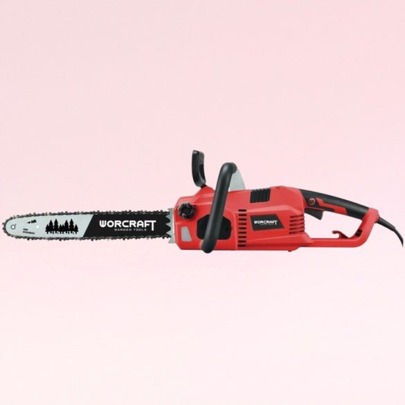 Elektromos láncfűrész, Worcraft WCE-2816 S, piros/fekete, 2400 W, vezetősín: 40,6 cm, 230 V, 14 m/s láncsebesség, 140 ml olajtartály