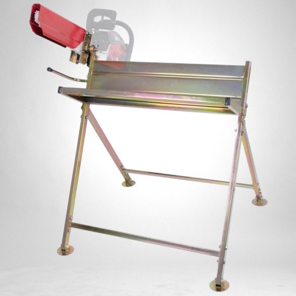 Fafűrészelő állvány, Strend Pro, maximum 120 kg terhelhetőség, láncfűrész-tartóval, fafűrészeléshez