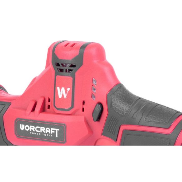 Akkumulátoros orrfűrész, Worcraft CSS-12Li, piros/fekete, 2 x 2,0 Ah 12 V Li-Ion,  0-2700 löket/perc, lökethossz: 20 mm, akkumulátorral, töltővel