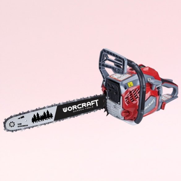 Benzinmotoros láncfűrész, Worcraft GCS52-20D, piros/szürke/fekete, 2200 W, vezetősín: 50 cm, üzemanyagtartály: 550 ml, 260 ml olajtartály