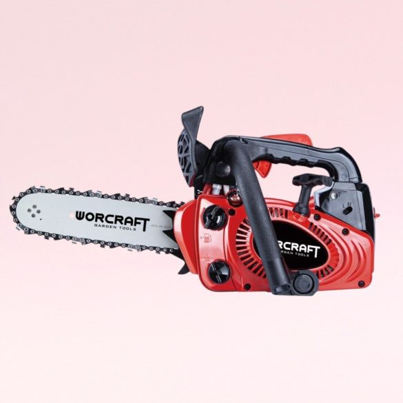 Benzinmotoros láncfűrész, Worcraft GCS26-10, piros/fekete, 700 W, vezetősín: 25,4 cm, üzemanyagtartály: 230 ml, 160 ml olajtartály