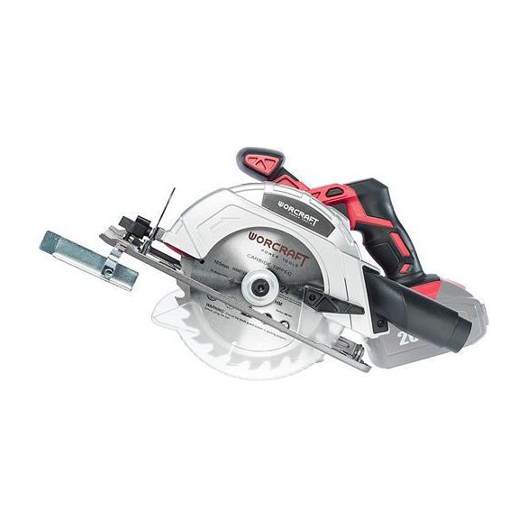 Akkumulátoros körfűrész, Worcraft CCS-S20Li ShareSYS, 4 Ah 20 V Li-Ion, 165 mm tárcsa, 3800 fordulat/perc, 0-45° állítható, akkumulátor és töltő nélkül