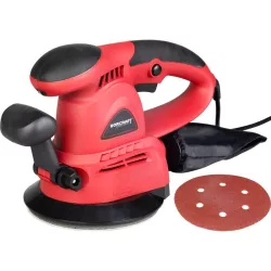  Elektromos excentercsiszoló, Worcraft WPRS104, piros/fekete, 430 W, 230 V, csiszolótányér: 150 mm, rezgéstartomány: 6000–12 000/perc, porzsák, 2 m kábel