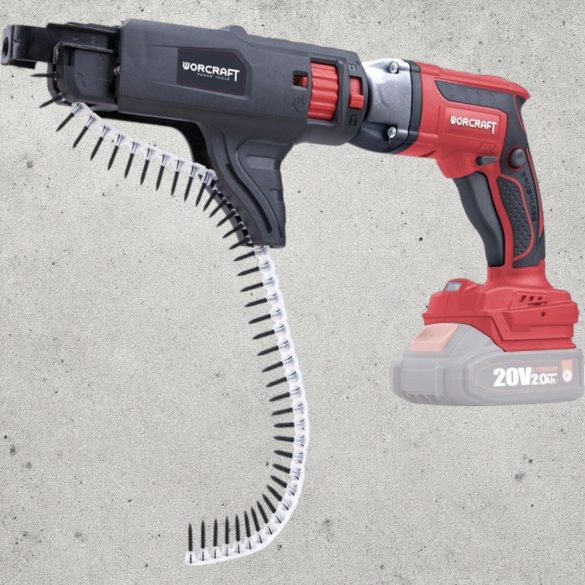 Akkumulátoros gipszkartoncsavarozó, Worcraft CDIS-S20LiB ShareSYS, piros/fekete, 20 V Li-Ion, akkumulátor és töltő nélkül