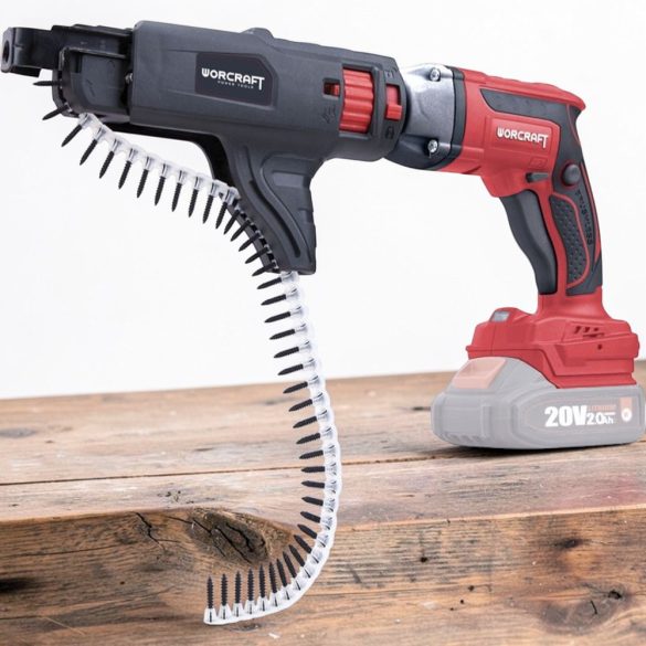 Akkumulátoros gipszkartoncsavarozó, Worcraft CDIS-S20LiB ShareSYS, piros/fekete, 20 V Li-Ion, akkumulátor és töltő nélkül