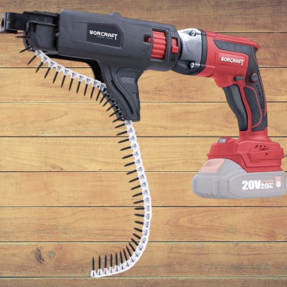 Akkumulátoros gipszkartoncsavarozó, Worcraft CDIS-S20LiB ShareSYS, piros/fekete, 20 V Li-Ion, akkumulátor és töltő nélkül