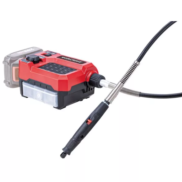 Akkumulátoros egyenes csiszoló, Worcraft CEMG-S20Li ShareSYS, piros/fekete, 20 V Li-Ion, fordulatszám: 5000-33 000 fordulat/perc, tartozékokkal, akkumulátor és töltő nélkül