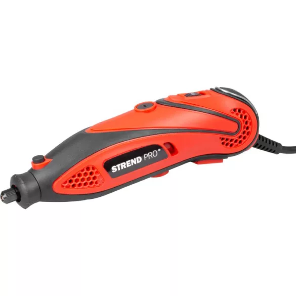 Elektromos egyenes csiszoló, Strend Pro, narancssárga/fekete, 135 W, 230 V, fordulatszám: 10 000-32 000 fordulat/perc, 210 db tartozékkal