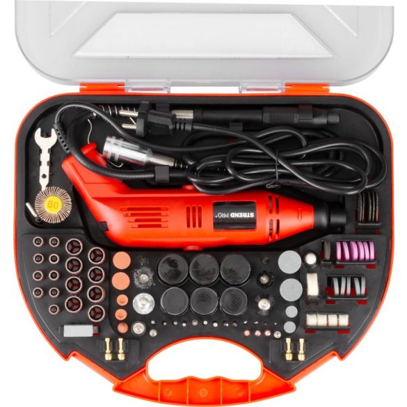 Elektromos csiszológép, Strend Pro, mini egyenes, 130 W, fúráshoz és csiszoláshoz, 210 db tartozék