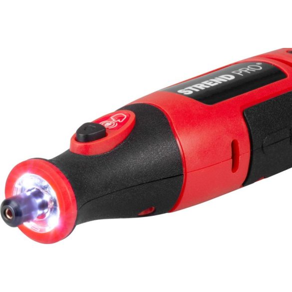 Akkumulátoros csiszológép, Strend Pro, mini egyenes, fúráshoz és csiszoláshoz, 8 V, 1500 mAh, 51 db tartozék