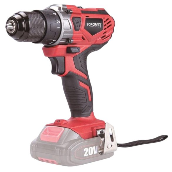 Akkumulátoros fúró-csavarozó, Worcraft CD-S20LiW ShareSYS, piros/fekete, 40 Nm, 0-1400 fordulat/perc, 20 V Li-Ion, akkumulátor és töltő nélkül