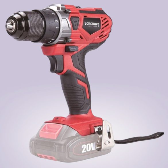 Akkumulátoros fúró-csavarozó, Worcraft CD-S20LiW ShareSYS, piros/fekete, 40 Nm, 0-1400 fordulat/perc, 20 V Li-Ion, akkumulátor és töltő nélkül