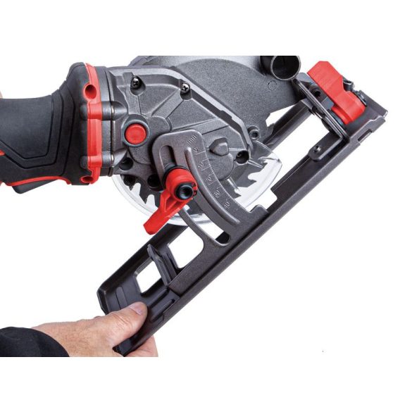 Akkumulátoros körfűrész, Worcraft CMCS-S20LiB ShareSYS, mini, 4 Ah 20 V Li-Ion, 115 mm tárcsa, 5000 fordulat/perc, 42,8 cm vágásmélység, merülővágás