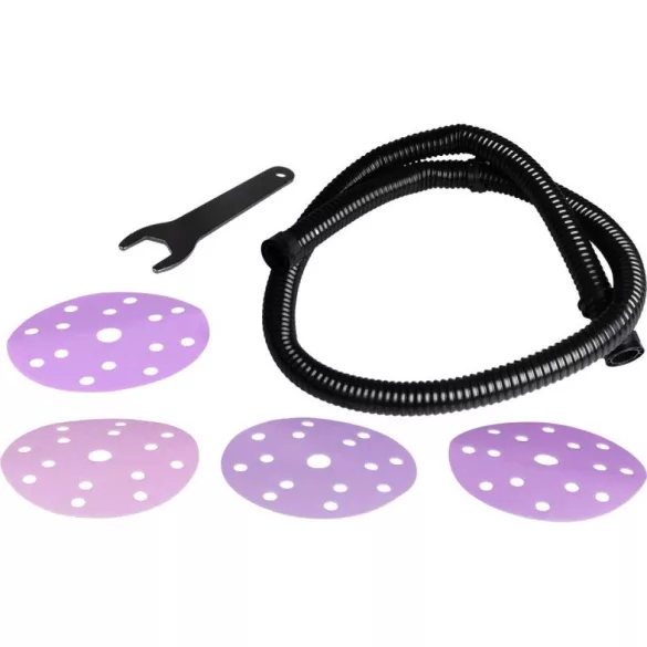 Elektromos excentercsiszoló, Worcraft OS04-150, piros/fekete, 350 W, 230 V, csiszolótányér: 150 mm, rezgéstartomány: 4000-10 000/perc, porszívó adapter