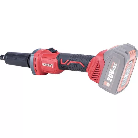 Akkumulátoros egyenes csiszoló, Worcraft CDG-S20LiB ShareSYS, piros/fekete, 20 V Li-Ion, fordulatszám: 10 000-26 000 fordulat/perc, akkumulátor és töltő nélkül