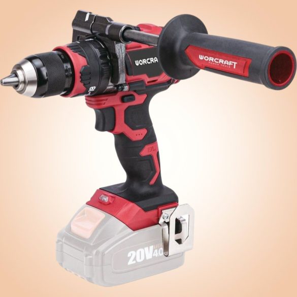 Akkumulátoros fúró-csavarozó, Worcraft CHD-S20LiBH ShareSYS, piros/fekete, 100 Nm, 0-2000 fordulat/perc, 20 V Li-Ion, akkumulátor és töltő nélkül