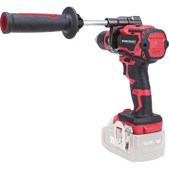 Akkumulátoros fúró-csavarozó, Worcraft CHD-S20LiBH ShareSYS, piros/fekete, 100 Nm, 0-2000 fordulat/perc, 20 V Li-Ion, akkumulátor és töltő nélkül
