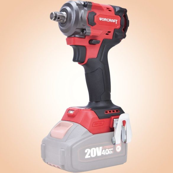 Akkumulátoros ütvecsavarozó, Worcraft CIW-S20LiB-450 ShareSYS, piros/fekete, 450 Nm, 20 V Li-Ion, akkumulátor és töltő nélkül