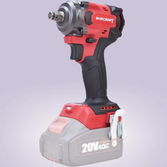 Akkumulátoros ütvecsavarozó, Worcraft CIW-S20LiB-450 ShareSYS, piros/fekete, 450 Nm, 20 V Li-Ion, akkumulátor és töltő nélkül
