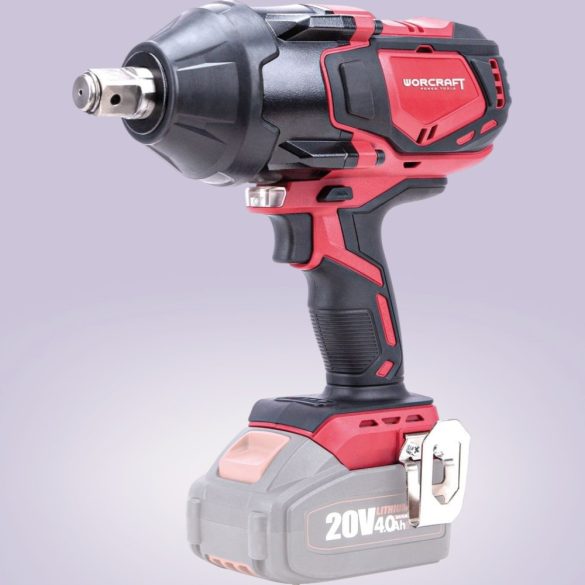 Akkumulátoros ütvecsavarozó, Worcraft CIW-S20LiB-1800 ShareSYS, fekete/piros, 850 Nm, 0-1650 fordulat/perc, 0-1800 ütés/perc, 20 V Li-Ion, 2 × 4,0 Ah, akkumulátor és töltő nélkül