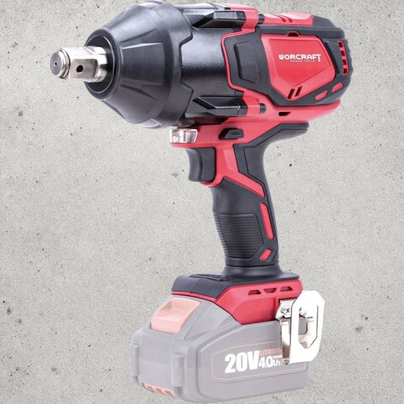 Akkumulátoros ütvecsavarozó, Worcraft CIW-S20LiB-1800 ShareSYS, fekete/piros, 850 Nm, 0-1650 fordulat/perc, 0-1800 ütés/perc, 20 V Li-Ion, 2 × 4,0 Ah, akkumulátor és töltő nélkül