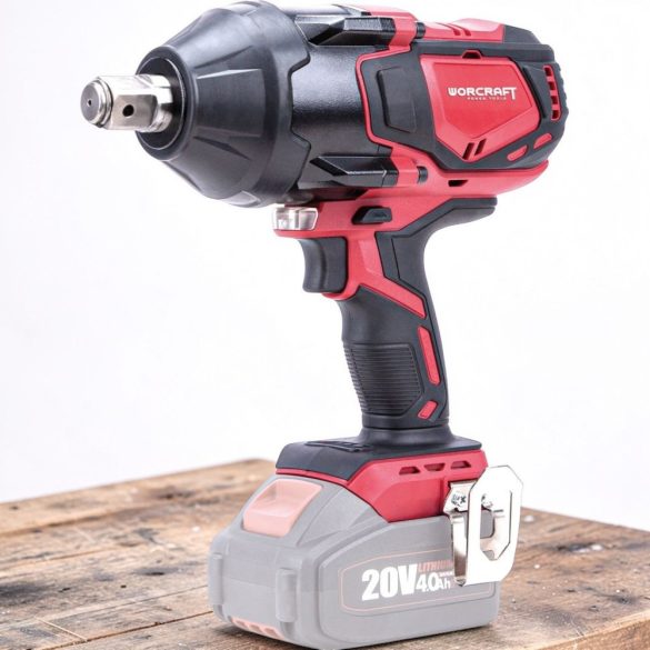 Akkumulátoros ütvecsavarozó, Worcraft CIW-S20LiB-1800 ShareSYS, fekete/piros, 850 Nm, 0-1650 fordulat/perc, 0-1800 ütés/perc, 20 V Li-Ion, 2 × 4,0 Ah, akkumulátor és töltő nélkül