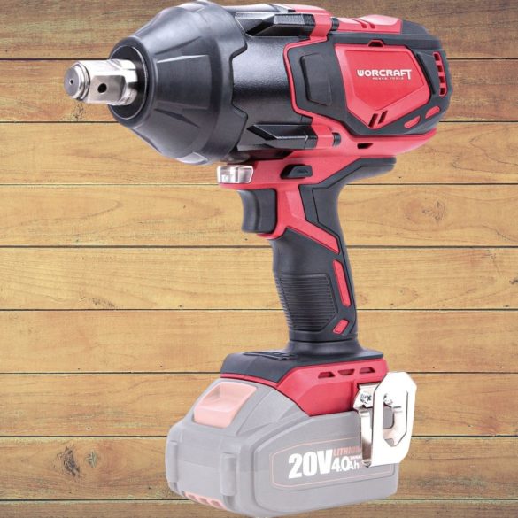 Akkumulátoros ütvecsavarozó, Worcraft CIW-S20LiB-1800 ShareSYS, fekete/piros, 850 Nm, 0-1650 fordulat/perc, 0-1800 ütés/perc, 20 V Li-Ion, 2 × 4,0 Ah, akkumulátor és töltő nélkül