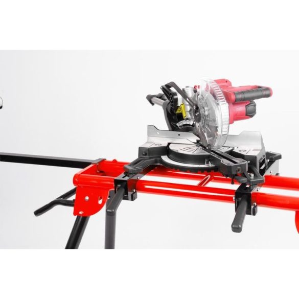 Gérvágó fűrész állvány, Strend Pro Premium, 104–250 x 79 x 82–98 cm, acél, összecsukható, állítható, görgős, maximum 150 kg teherbírás
