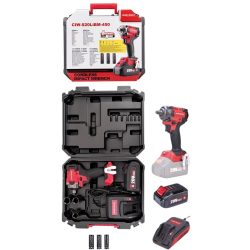   Akkumulátoros ütvecsavarozó, Worcraft CIW-S20LiBM-450 ShareSYS, fekete/piros, 450 Nm, 20 V Li-Ion, 4,0 Ah, akkumulátorral, töltővel, dugókulcsokkal, hordtáskában