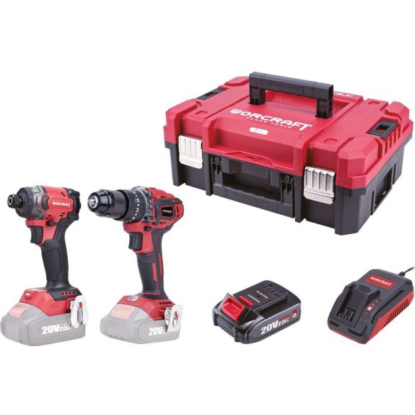 Akkumulátoros szerszámgépkészlet, Worcraft XCUBE030 ShareSYS Toolbox készlet, ütvecsavarozó 260 Nm + csavarbehajtó 50 Nm + 2 x 2,0 Ah akkumulátor + töltő, Toolbox