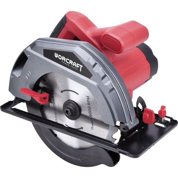 Elektromos körfűrész, Worcraft CS15-185, 1500 W, 185 mm tárcsa, 5000 fordulat/perc, 0-45° állítható, fűrészlapvédő, reteszelő kapcsoló