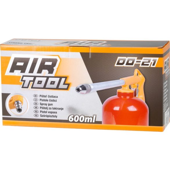 Szórópisztoly, Strend Pro Airtool DO-21, piros/sárga, 900 ml, szívótartályos, mosáshoz, tisztításhoz és korróziógátló kezeléshez, kompresszorhoz