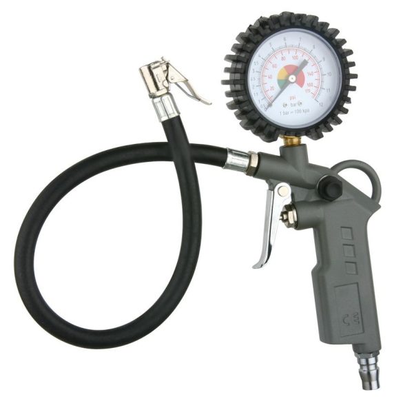 Gumiabroncs felfújó pisztoly, Strend Pro Airtool TG-11, szürke, manométerrel, kompresszorhoz, minden normál gumiabroncshoz