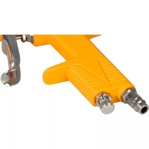 Festékszóró pisztoly, Strend Pro Airtool S-970B, sárga/ezüst, felső tartályos, 1000 ml, kompresszoros, 1,4 mm fúvóka, 3 bar
