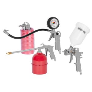 Kompresszor készlet, Strend Pro Airtool W-2005A1, 5 db, manométeres, festékszóróval, lefújó/felfújó, permetező, tömlő