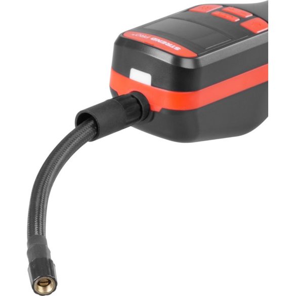 Kompresszor, Strend Pro K25, fekete, kézi, akkumulátoros, 150 PSI, 10 bar, LED világítás, USB-C töltés, digitális kijelző, automatikus leállás