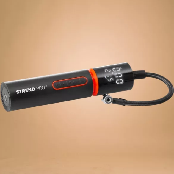 Kompresszor, Strend Pro, fekete, kézi, akkumulátoros, 5 az 1-ben, 150 PSI, 10,3 bar, 22 l/perc, LED világítás, 2000 mAh, hordozható