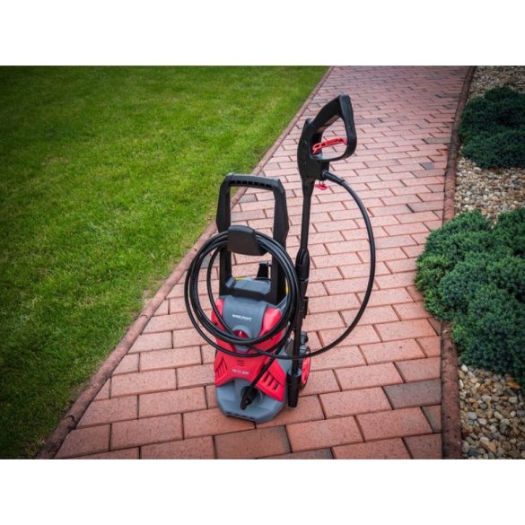 Elektromos magasnyomású mosó, Worcraft HC17-090, szürke/piros, 1700 W, 135 bar, 230 V, átfolyás: 7,5 l/perc, 5 m tömlő, 250 ml habosító tartály