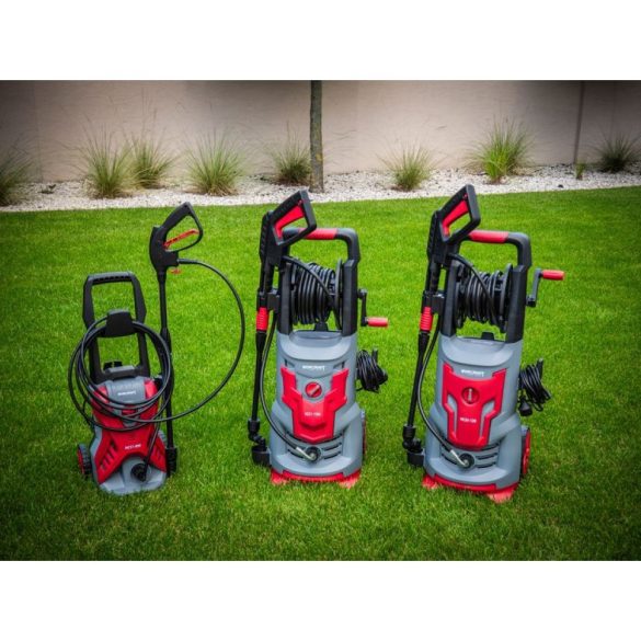 Elektromos magasnyomású mosó, Worcraft HC17-090, szürke/piros, 1700 W, 135 bar, 230 V, átfolyás: 7,5 l/perc, 5 m tömlő, 250 ml habosító tartály