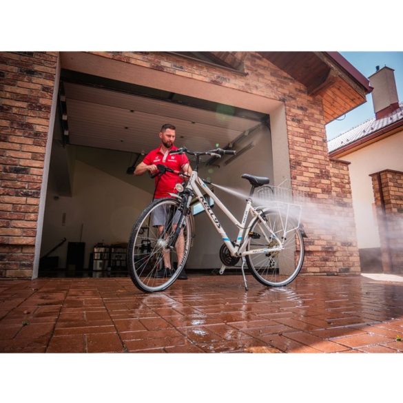 Elektromos magasnyomású mosó, Worcraft HC17-090, szürke/piros, 1700 W, 135 bar, 230 V, átfolyás: 7,5 l/perc, 5 m tömlő, 250 ml habosító tartály