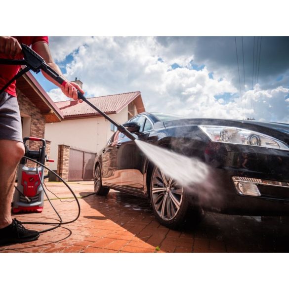 Elektromos magasnyomású mosó, Worcraft HC24-120, szürke/piros, 2400 W, 180 bar, 230 V, átfolyás: 8,0 l/perc, 5 m tömlő, 500 ml habosító tartály