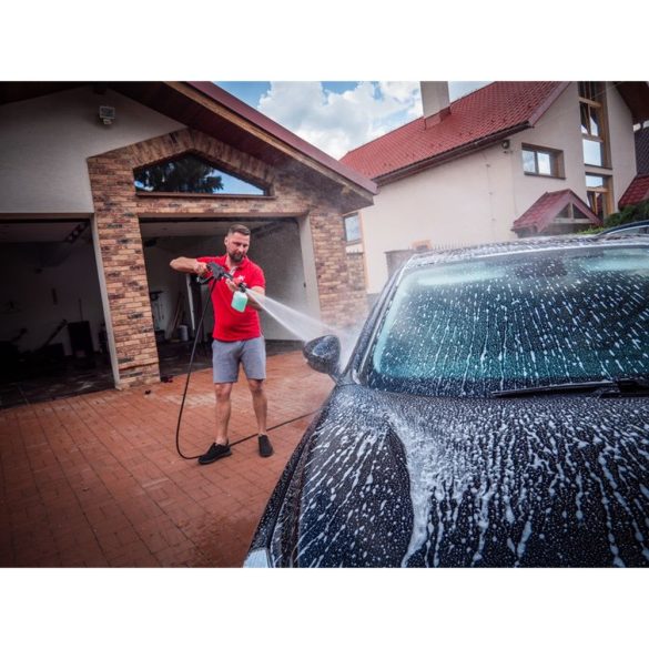 Elektromos magasnyomású mosó, Worcraft HC24-120, szürke/piros, 2400 W, 180 bar, 230 V, átfolyás: 8,0 l/perc, 5 m tömlő, 500 ml habosító tartály