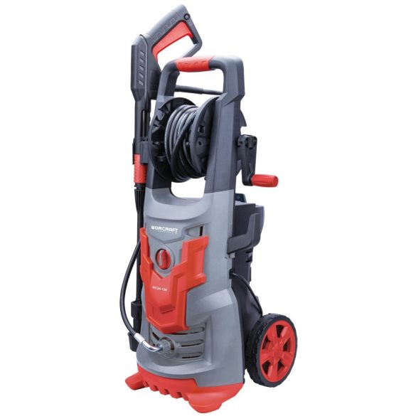 Elektromos magasnyomású mosó, Worcraft HC21-110H, szürke/piros, 2100 W, 165 bar, 230 V, átfolyás: 7,2 l/perc, 8 m tömlő, 500 ml habosító tartály