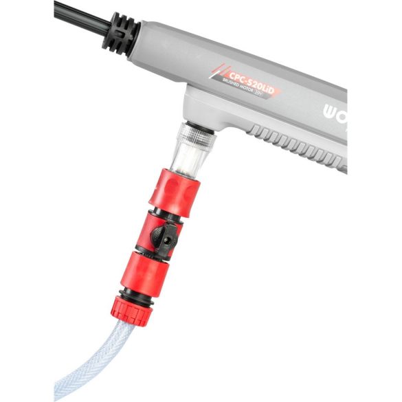 Akkumulátoros magasnyomású mosó, Worcraft CPC-S20LiD ShareSYS, 2,4 MPa, átfolyás: 5,4 l/perc, 5 m tömlő, 380 ml habosító tartály, 20 Li-Ion, akkumulátor és töltő nélkül