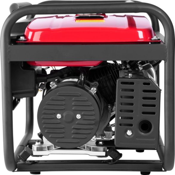 Benzinmotoros áramfejlesztő, Strend Pro Garden KM2500-A, piros/fekete, 4000 W, benzinmotoros, teljesítmény: 2,3/2,1 kW, üzemanyagtartály: 15 l, kimenetek: 2 × 230 V AC, 1 × 12 V DC, 96 dB, AVR
