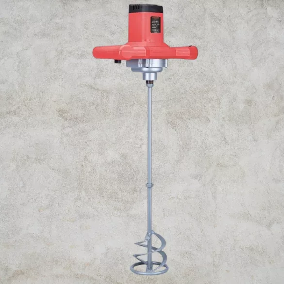 Elektromos habarcskeverő, Worcraft EM12-120, piros/fekete, 1200 W, menet: M14, maximum 120 mm keverőlapát, 180-650 fordulat/perc, 230 V/50 Hz