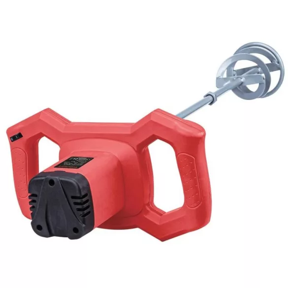 Elektromos habarcskeverő, Worcraft EM12-120, piros/fekete, 1200 W, menet: M14, maximum 120 mm keverőlapát, 180-650 fordulat/perc, 230 V/50 Hz