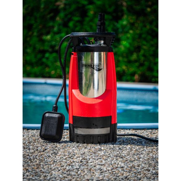 Elektromos búvárszivattyú, Strend Pro Garden MQ1000, piros/fekete, 1000 W, 10 m kábel, maximális emelőmagasság: 33 m, 108 l/perc, IPX8, tiszta vízhez, úszókapcsolós