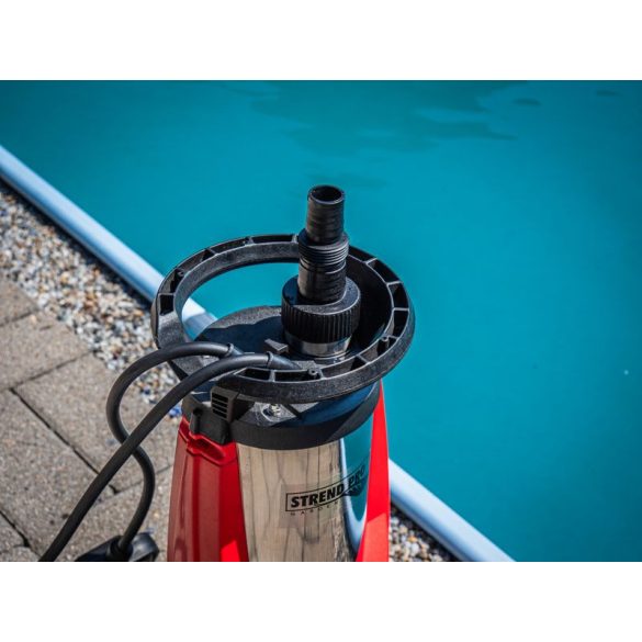 Elektromos búvárszivattyú, Strend Pro Garden MQ1000, piros/fekete, 1000 W, 10 m kábel, maximális emelőmagasság: 33 m, 108 l/perc, IPX8, tiszta vízhez, úszókapcsolós